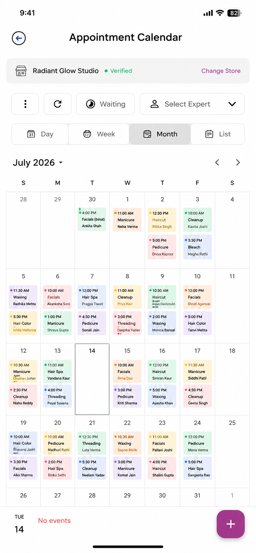 Oxi9 Mobile Calendar Interface